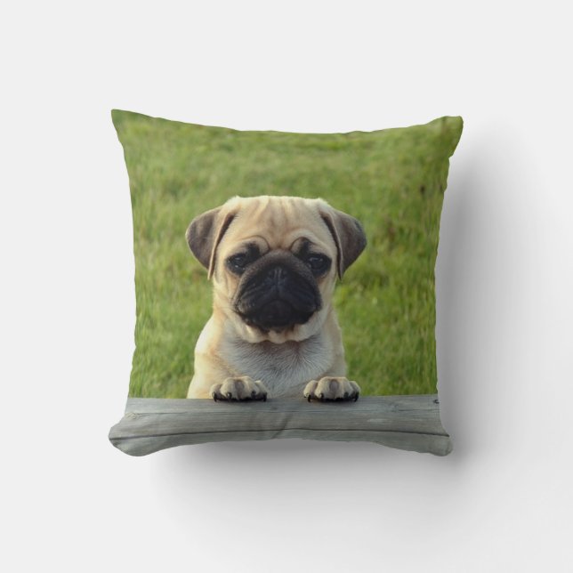 Cute Pet PUG Puppy - personalise it Cushion (Front)