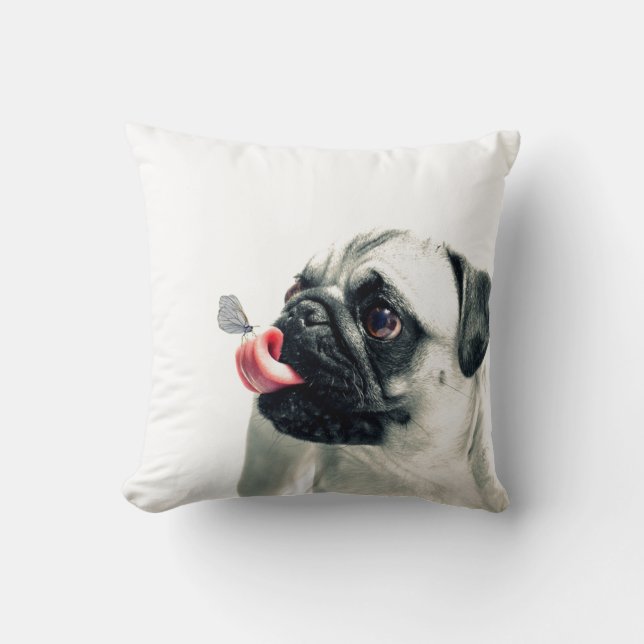 Cute Pet PUG white - personalise it Cushion (Front)