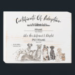 Cute Pet Puppy Adoption Certificate Dog Wooden Box Sign<br><div class="desc">Cute Adoption Pet Puppy Dog Certificate. Celebrate and honour the day you found your new companion and brought them to their new forever home. Modern and stylish certificate with typography. Cute adorable dogs done in watercolor art style to greet you. Great gift for new dog moms, dog dads and dog...</div>