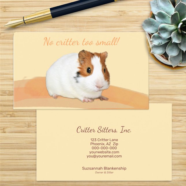 Cute Pet Sitter Guinea Pig Photograph  Business Card (Creator Uploaded)