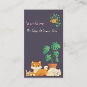 Cute Pet Sitter / House Sitter Business Card