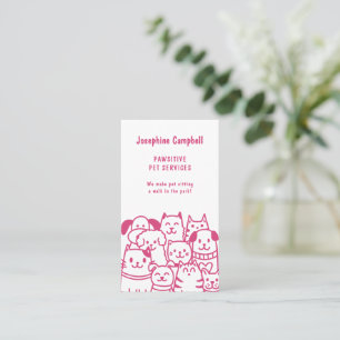 Cute Pet Sitter Veterinarian QR Code Pink Business Card