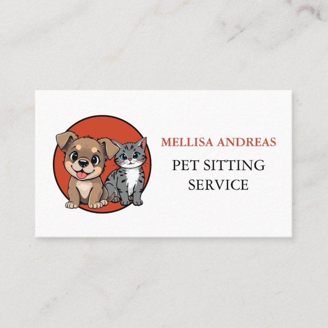 Cute Pet Sitting Business Card (Front)