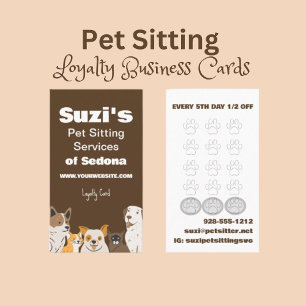 Cute Pet Sitting Dog Cat Loyalty Card