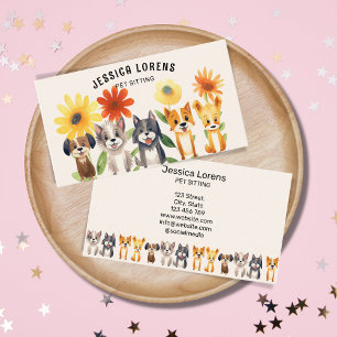 Cute Pet Sitting, Happy Cat Sitting, Veterinarian Business Card