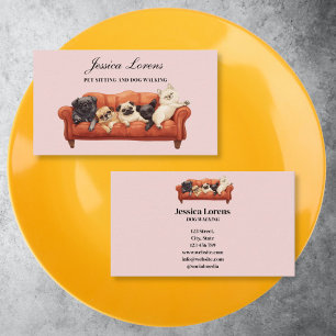 Cute Pet Sitting, Puppy Pet Groomer, Dog Walking Business Card