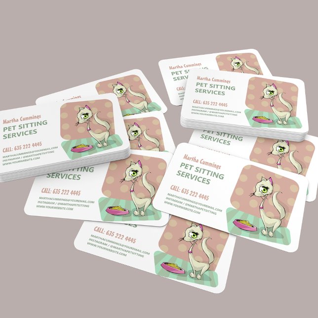 Cute Pet Sitting Services Business Card (Creator Uploaded)