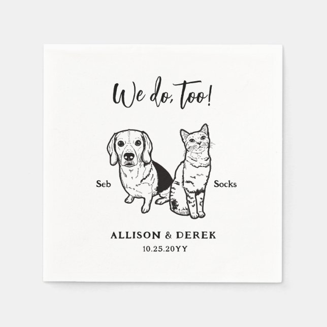 Cute Pet We Do Too Beagle Dog Cat Wedding Napkin (Front)
