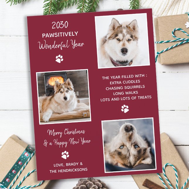 Cute Pet Year in Review Custom Dog Photo Collage H Postcard (Creator Uploaded)