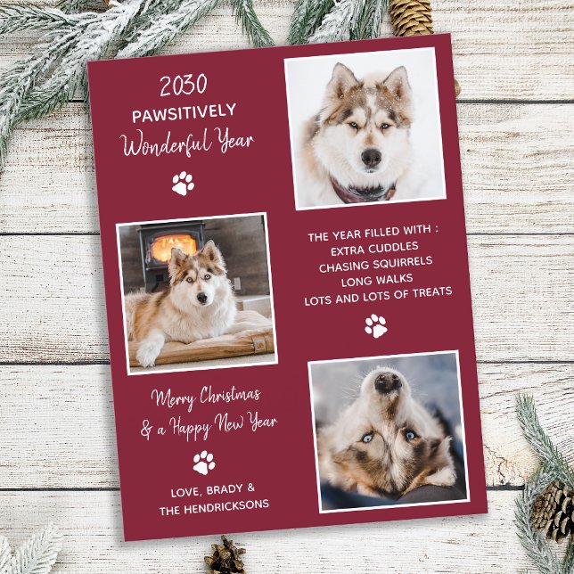 Cute Pet Year in Review Custom Dog Photo Collage Holiday Postcard (Creator Uploaded)
