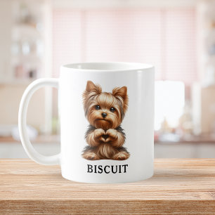 Cute Pet Yorkie Creating a Heart with Paws Coffee Mug