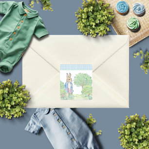 Cute Peter Rabbit Animal Theme Watercolor Square Sticker