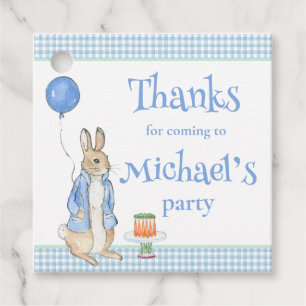 Cute Peter Rabbit Blue Birthday Party Thank You Favour Tags