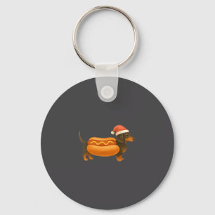 Cute Petite Christmas Funny Hot Dog Dachshund Key Ring