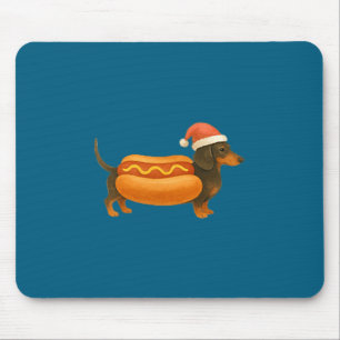 Cute Petite Christmas Funny Hot Dog Dachshund  Mouse Pad