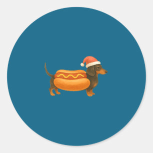 Cute Petite Christmas Funny Hot Dog Dachshund Prem Classic Round Sticker