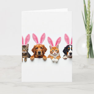 Cute Pets Peeking Friend Card