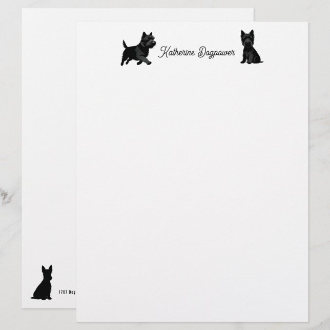 Cute Pets Silhouettes Design - Dogs 1 Custom Letterhead (Front/Back)