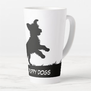 Cute Pets Silhouettes Design - Dogs 1 + text Latte Mug