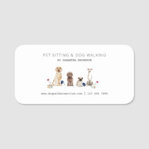 Cute Pets Sitting Dog Walking Services Name Tag