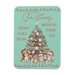 Cute Pets Watercolour Family Christmas Magnet