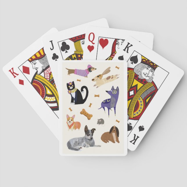 Cute Pets with Dogs and Cats Playing Cards (Back)
