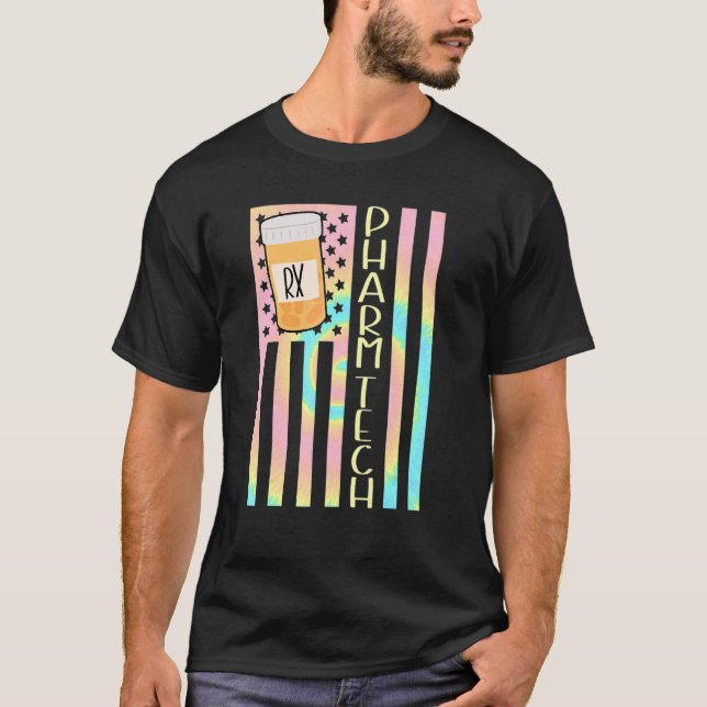 cute pharm tech pharmacy technician American flag  T-Shirt (Front)