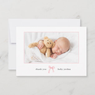 Cute Photo Bow Girl Baby Thank You Card