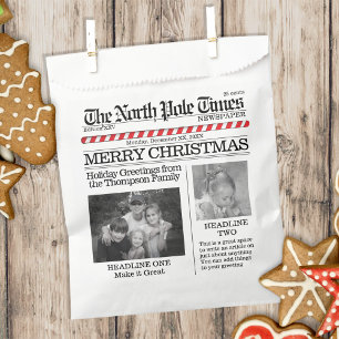 Cute Photo Christmas Newspaper Custom  Favour Bags