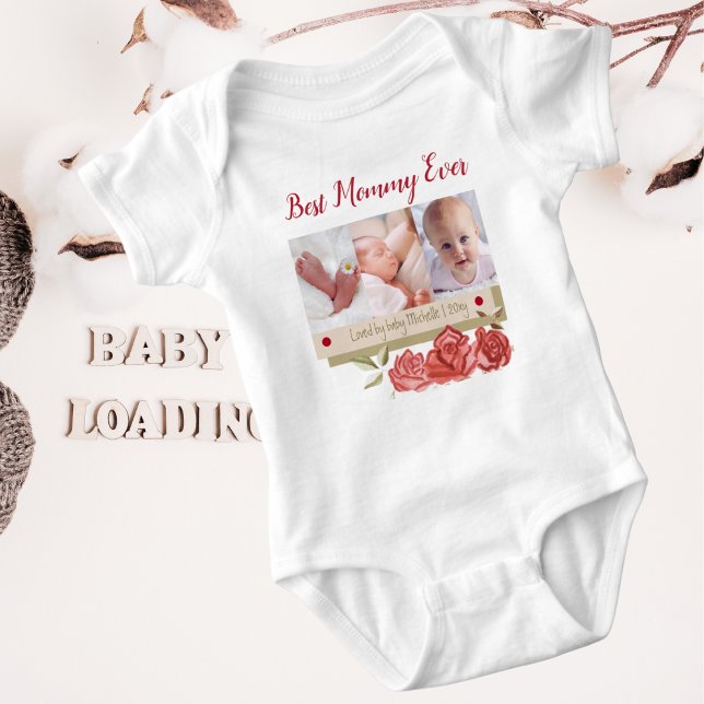 Cute Photo Collage Best Mum Ever first Mothers Day Baby Bodysuit (Creator Uploaded)