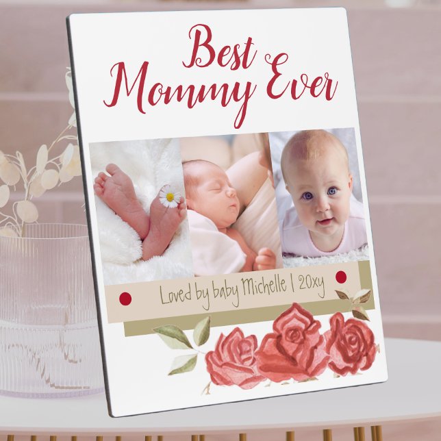Cute Photo Collage Best Mum Ever First Mothers Day Plaque (Creator Uploaded)