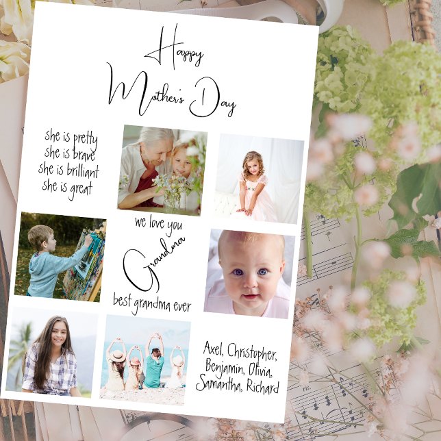 Cute Photo Collage We Love You Grandma Mothers Day Holiday Card (Creator Uploaded)