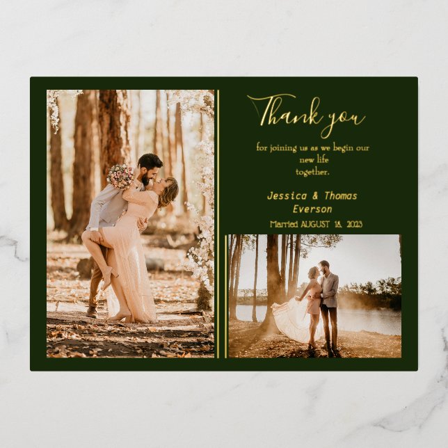 Cute Photo collage, wedding Thank you CARD (Front)