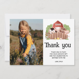 Cute Photo Farm Animals Birthday  Thank You Card