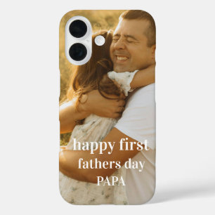  Cute photo happy first fathers day papa iPhone 16 Case