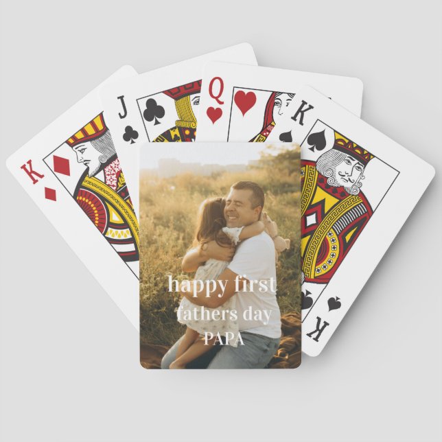 Cute photo  happy first fathers day papa playing cards (Back)