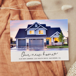 Cute photo moving announcement postcard