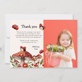 Cute Photo Our Little Ladybug Girl Birthday Thank You Card