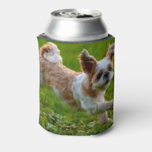 Cute Photo Running Shih Tzu Dog Can Cooler