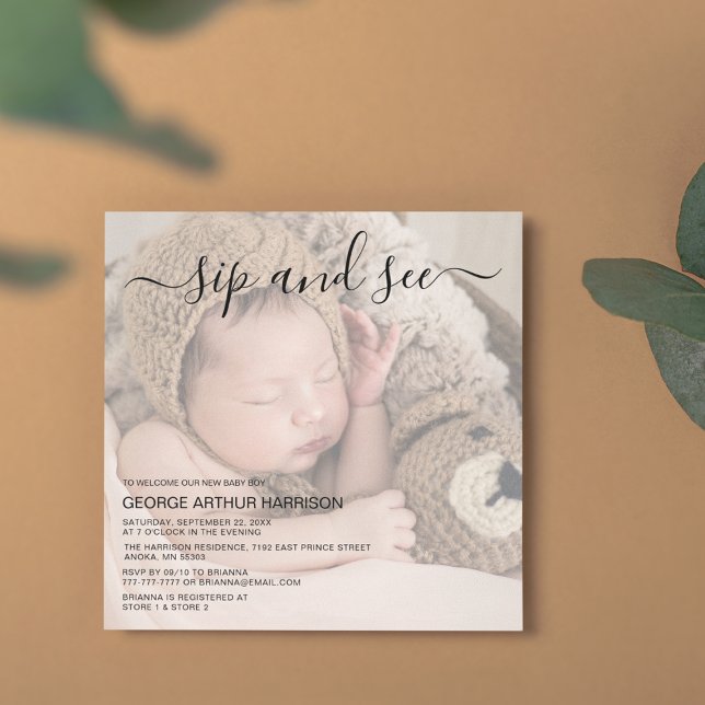 Cute Photo Sip And See Party Invitation (Creator Uploaded)