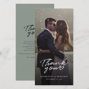 Cute Photo Wedding Script Thank You Card