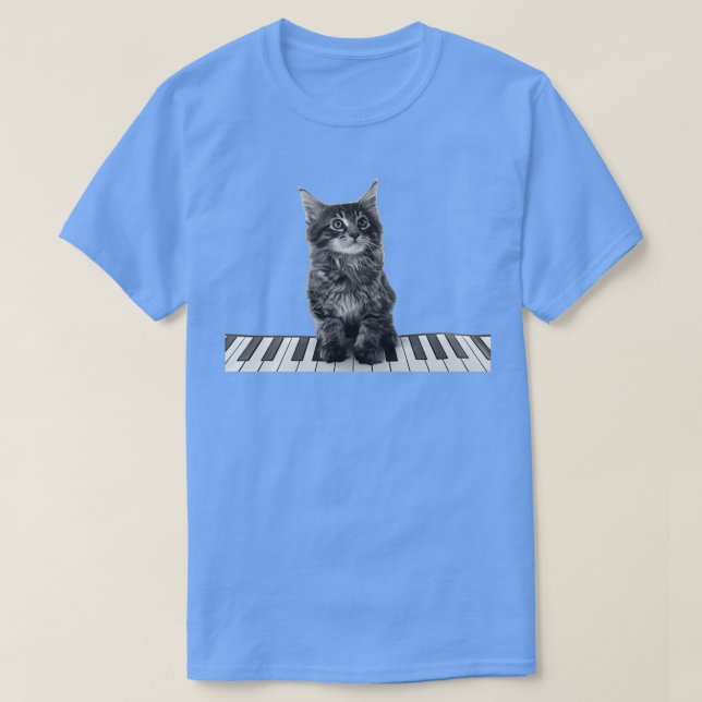 Cute Piano Cat Pianist Keyboard Player  T-Shirt (Design Front)