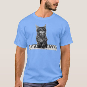 Cute Piano Cat Pianist Keyboard Player  T-Shirt