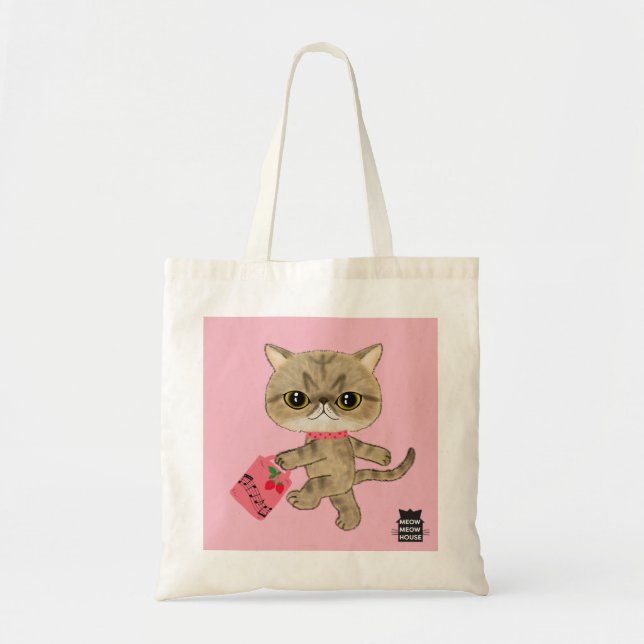 Cute Piano Cat Tote Bag (Front)