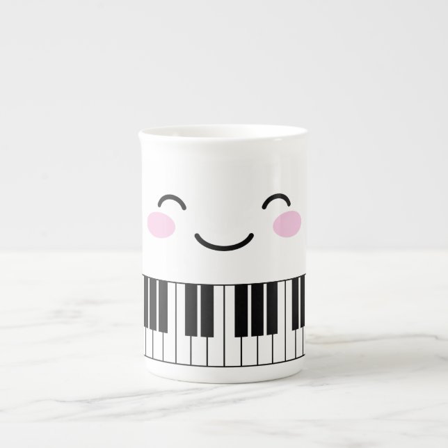 Cute piano keys mug with smiling face (Front)