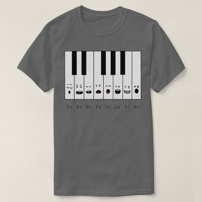 Cute Piano Notes T-Shirt (Design Front)