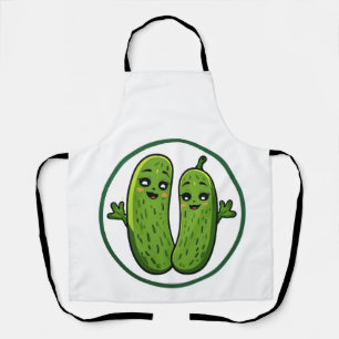 Cute Pickle Couple Funny Kawaii Pickles Apron