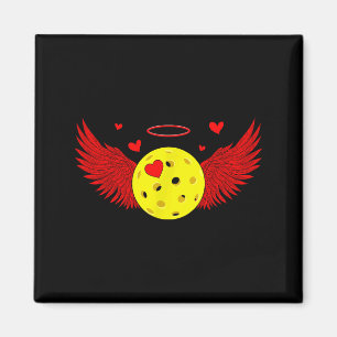 Cute pickleball &cupid wings happy valentines magnet
