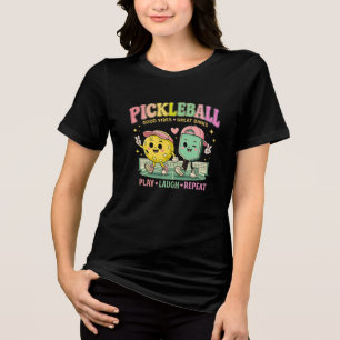 Cute Pickleball Besties – Play • Laugh • Repeat Tri-Blend Shirt