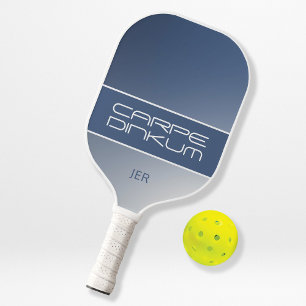 Cute Pickleball Dink Pun Gradient Initials Blue Pickleball Paddle